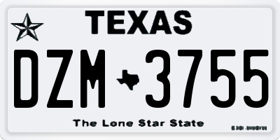 TX license plate DZM3755