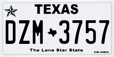 TX license plate DZM3757
