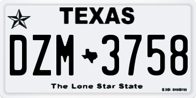 TX license plate DZM3758