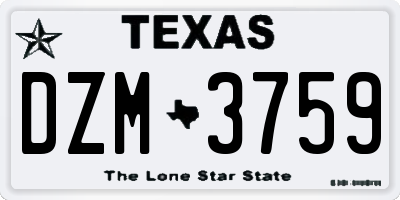 TX license plate DZM3759