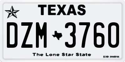 TX license plate DZM3760