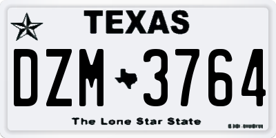 TX license plate DZM3764