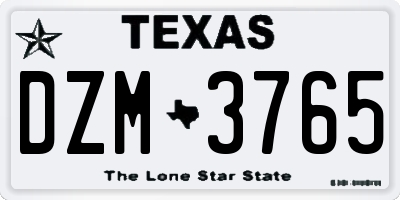 TX license plate DZM3765