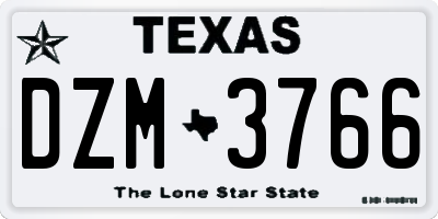 TX license plate DZM3766