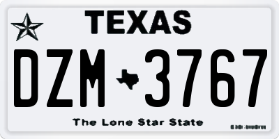 TX license plate DZM3767