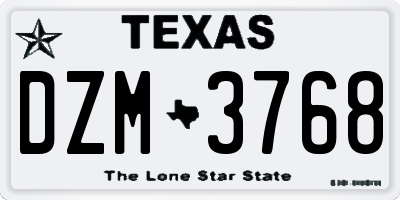 TX license plate DZM3768