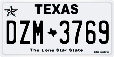 TX license plate DZM3769