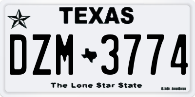 TX license plate DZM3774