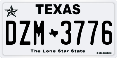 TX license plate DZM3776