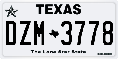 TX license plate DZM3778