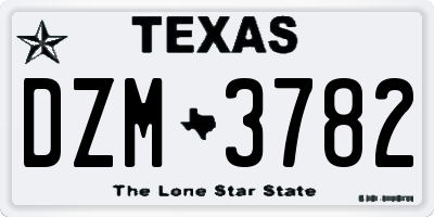 TX license plate DZM3782