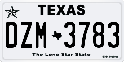 TX license plate DZM3783