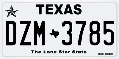 TX license plate DZM3785