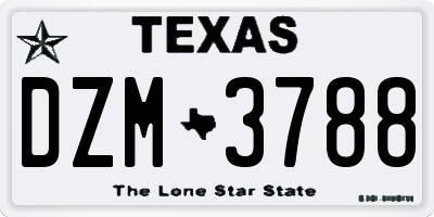 TX license plate DZM3788
