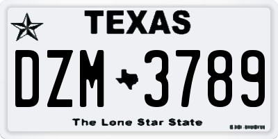 TX license plate DZM3789