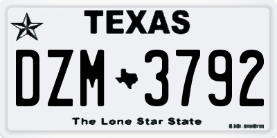 TX license plate DZM3792