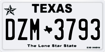 TX license plate DZM3793