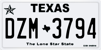 TX license plate DZM3794