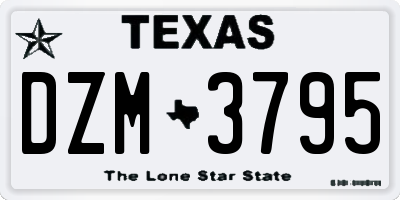 TX license plate DZM3795
