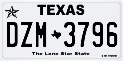 TX license plate DZM3796