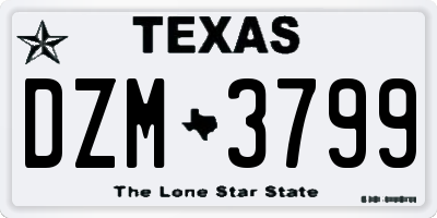 TX license plate DZM3799