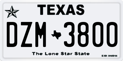 TX license plate DZM3800