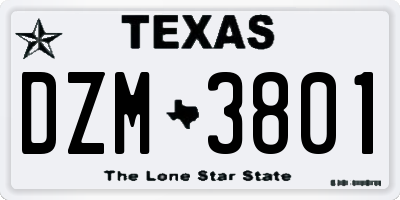 TX license plate DZM3801