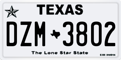 TX license plate DZM3802