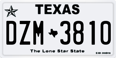 TX license plate DZM3810