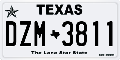 TX license plate DZM3811
