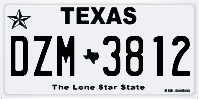 TX license plate DZM3812