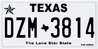 TX license plate DZM3814