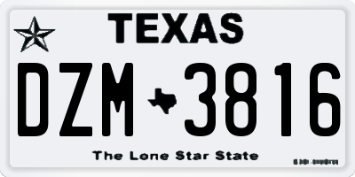 TX license plate DZM3816