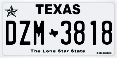 TX license plate DZM3818