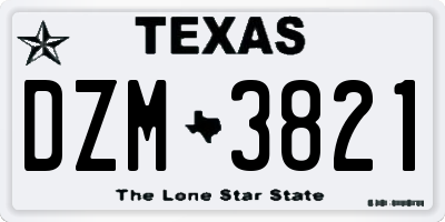 TX license plate DZM3821