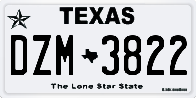TX license plate DZM3822