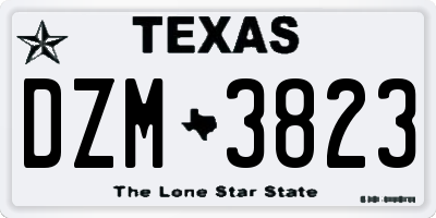 TX license plate DZM3823