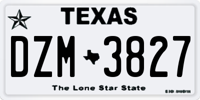 TX license plate DZM3827