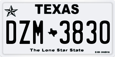 TX license plate DZM3830