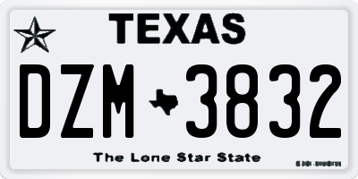 TX license plate DZM3832