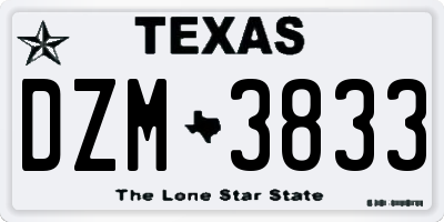 TX license plate DZM3833