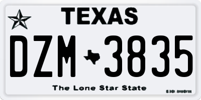TX license plate DZM3835