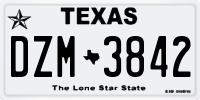 TX license plate DZM3842