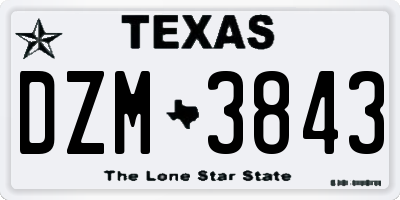 TX license plate DZM3843