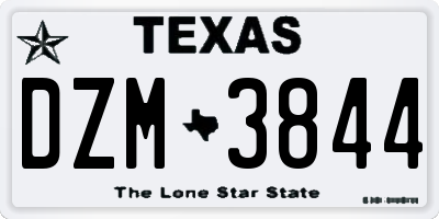 TX license plate DZM3844