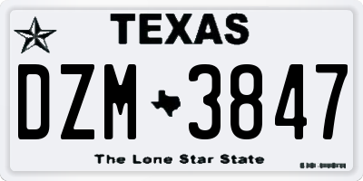 TX license plate DZM3847