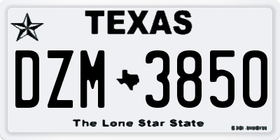 TX license plate DZM3850