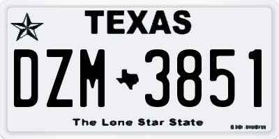 TX license plate DZM3851