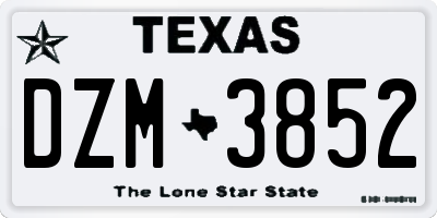 TX license plate DZM3852
