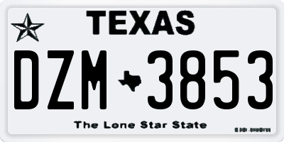 TX license plate DZM3853